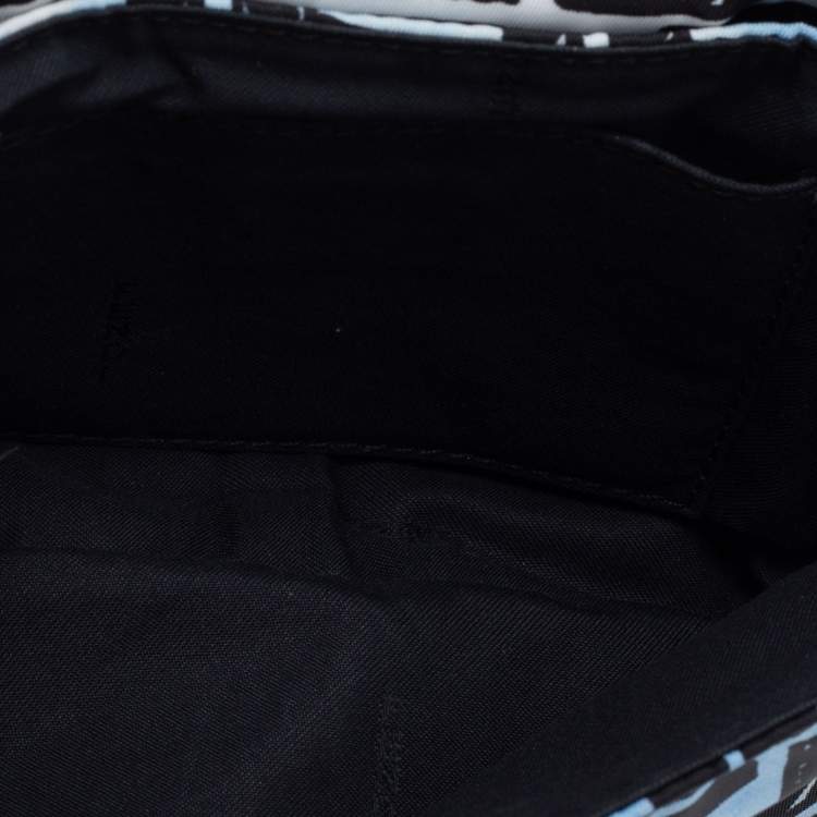 Pre Owned Fendi X Joshua Vides Blue/Black FF Cloudy Nylon Mini Belt Baguette Bag