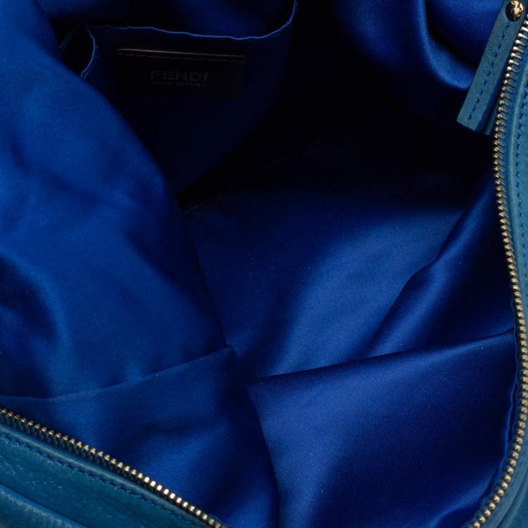 Pre Owned Fendi Blue Suede Zip Hobo