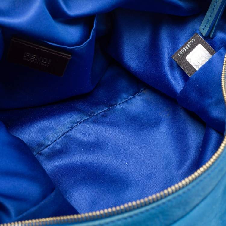 Pre Owned Fendi Blue Suede Zip Hobo
