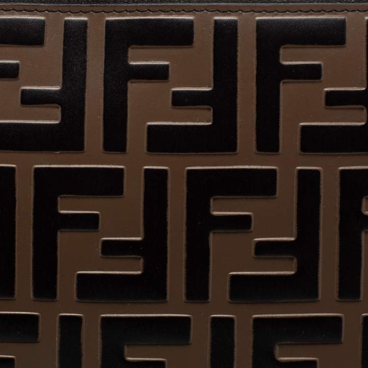 Pre Owned Fendi Tobacco Zucca Coated Canvas Pouch