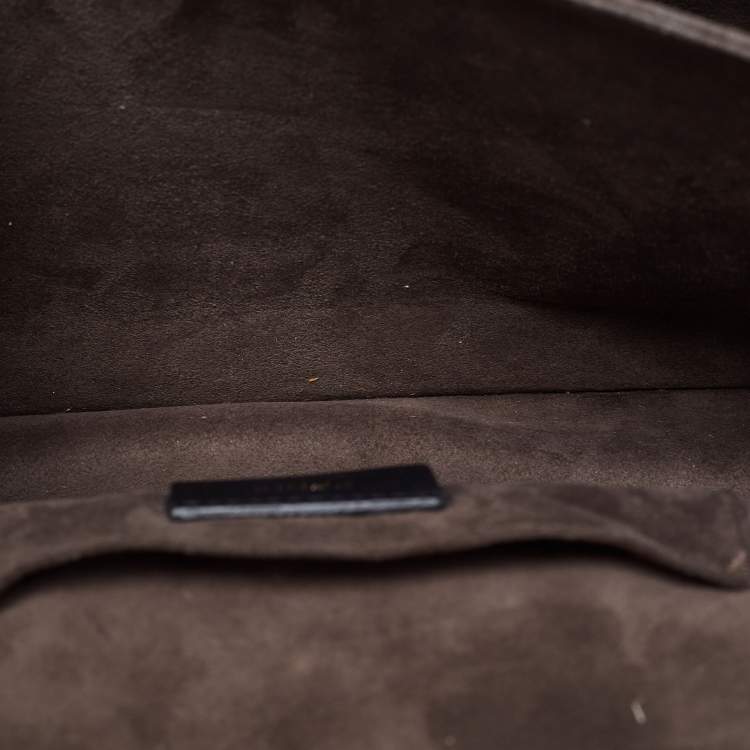 Pre Owned Fendi Brown/Blue Scalloped Leather Medium Kan I Shoulder Bag