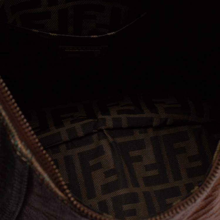 Pre Owned Fendi Metallic Bronze Holographic Fortuny Leather Spy Hobo