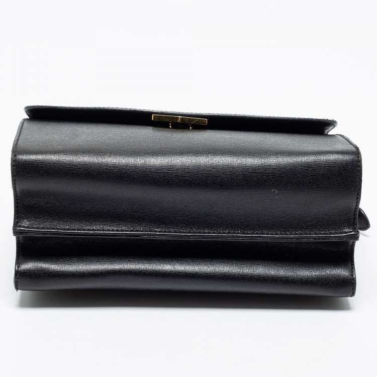 Pre Owned Fendi Black Leather Small Demi Jour Top Handle Bag