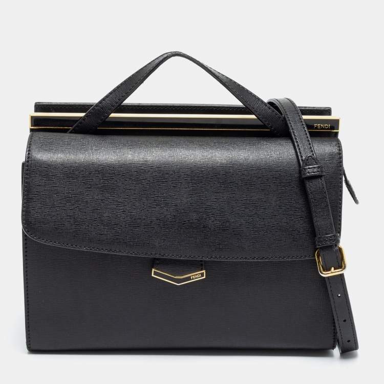 Pre Owned Fendi Black Leather Small Demi Jour Top Handle Bag