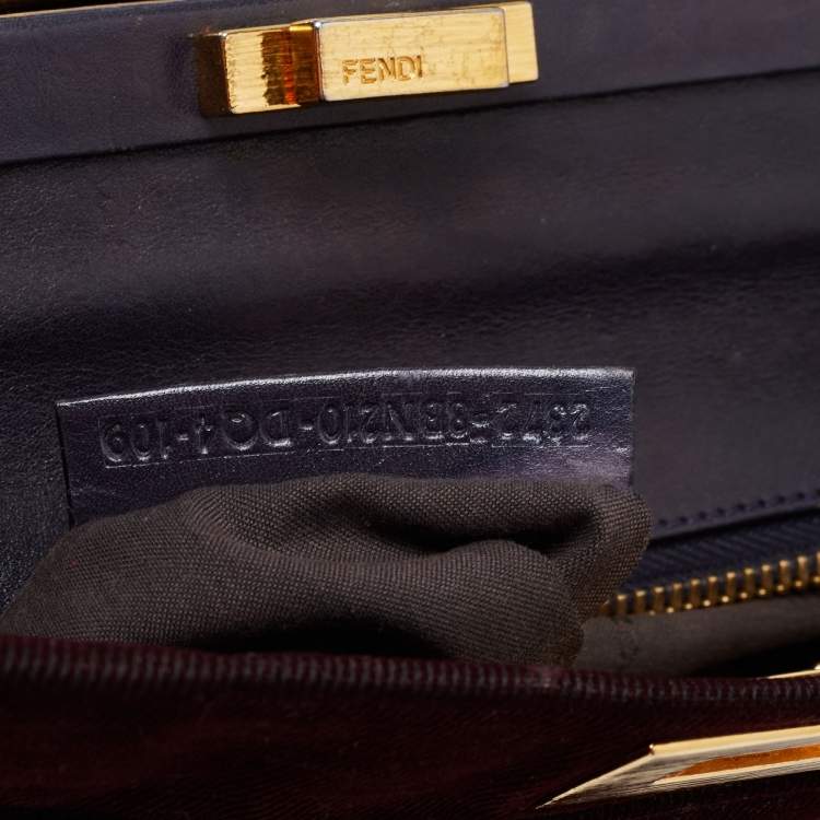 Pre Owned Fendi Burgundy/Black Fabric And Leather Large Peekaboo Top Handle Bag