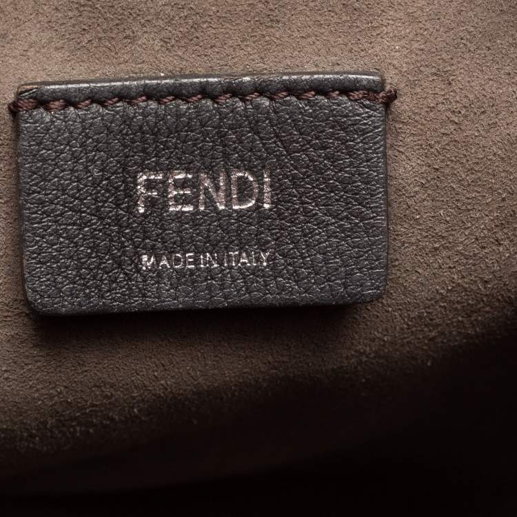 Pre Owned Fendi Brown FF Embossed Leather Mini Mon Tresor Bucket Bag
