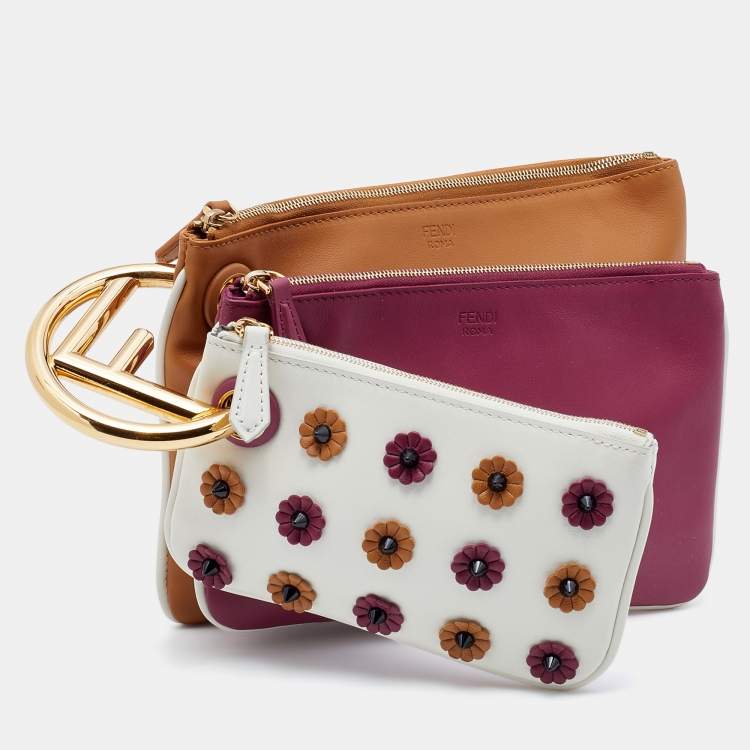Pre Owned Fendi Multicolor Leather Triplette Clutch Bag