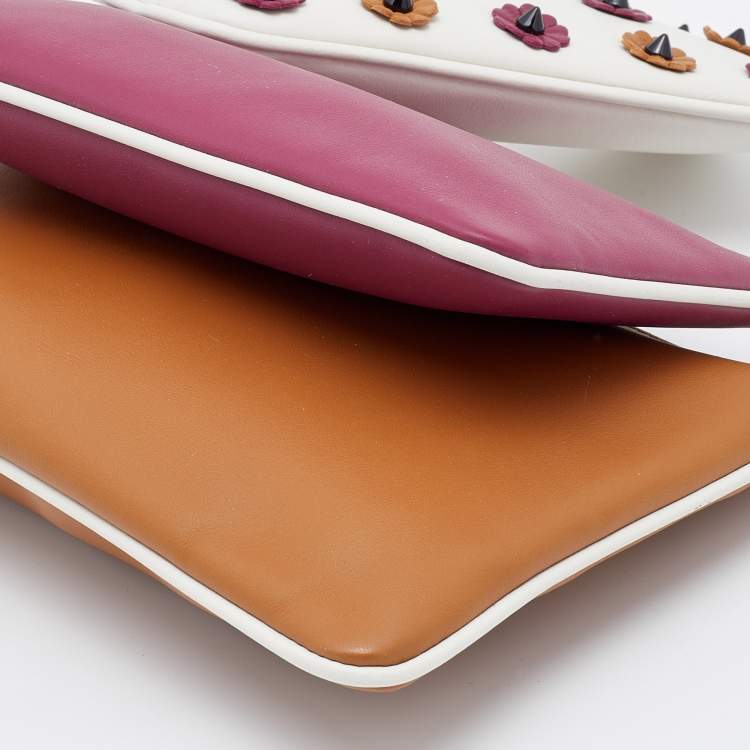 Pre Owned Fendi Multicolor Leather Triplette Clutch Bag