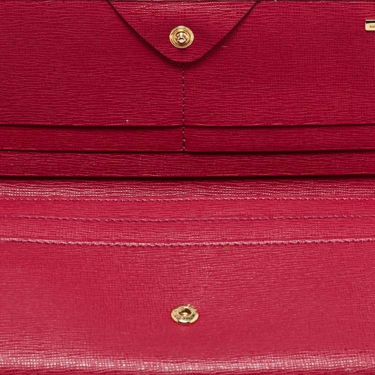 Pre Owned Fendi Pink Leather Flap Continental Wallet