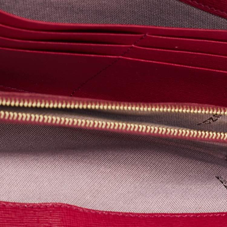 Pre Owned Fendi Pink Leather Flap Continental Wallet