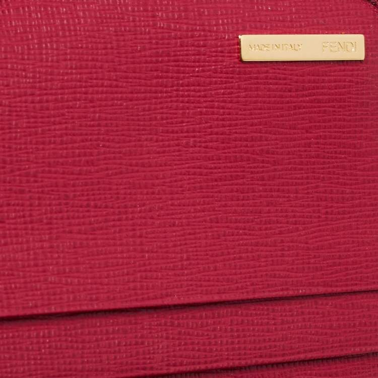 Pre Owned Fendi Pink Leather Flap Continental Wallet