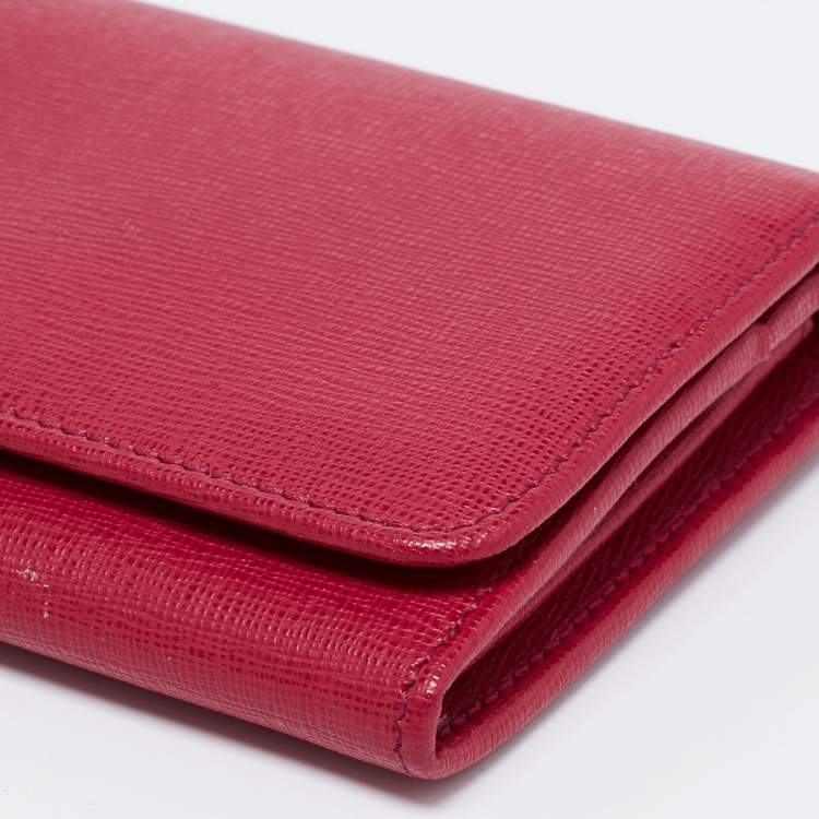 Pre Owned Fendi Pink Leather Flap Continental Wallet