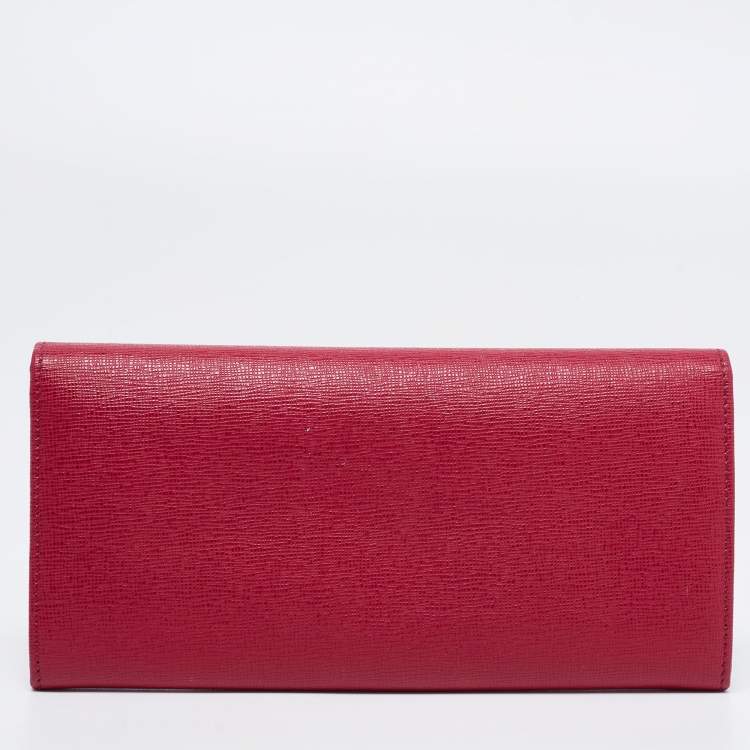 Pre Owned Fendi Pink Leather Flap Continental Wallet