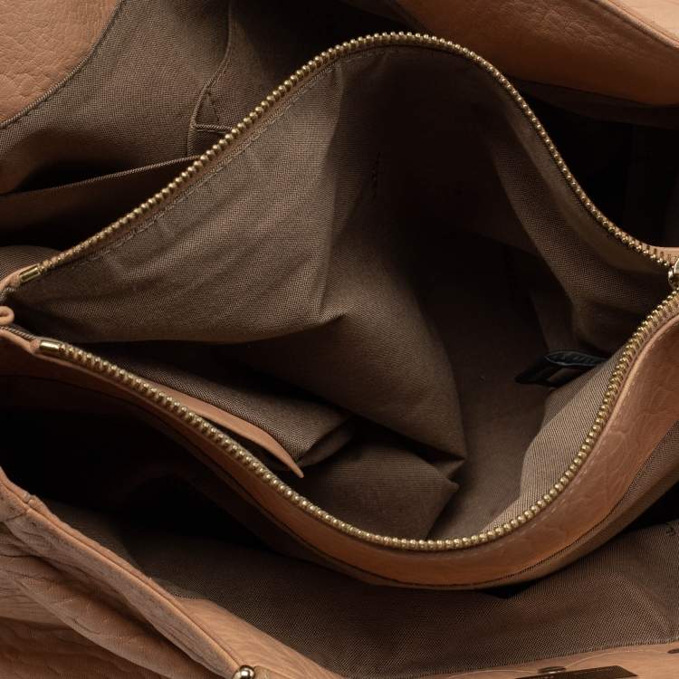 Pre Owned Fendi Beige Leather Large Mia Satchel