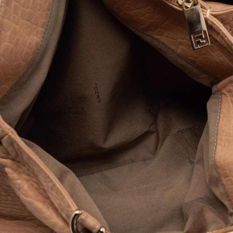 Pre Owned Fendi Beige Leather Large Mia Satchel