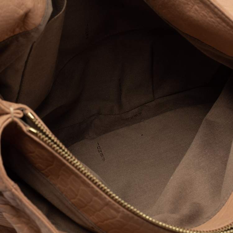 Pre Owned Fendi Beige Leather Large Mia Satchel