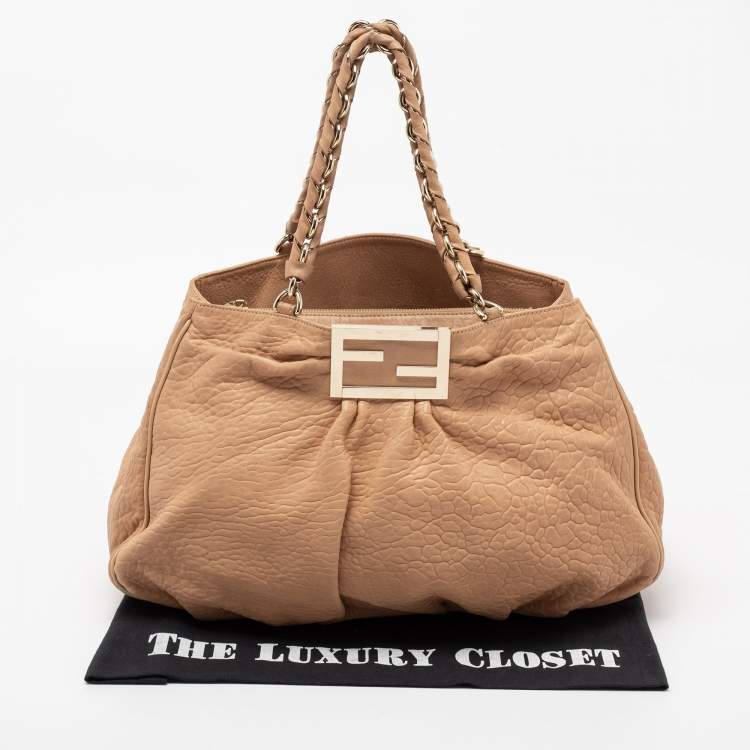 Pre Owned Fendi Beige Leather Large Mia Satchel