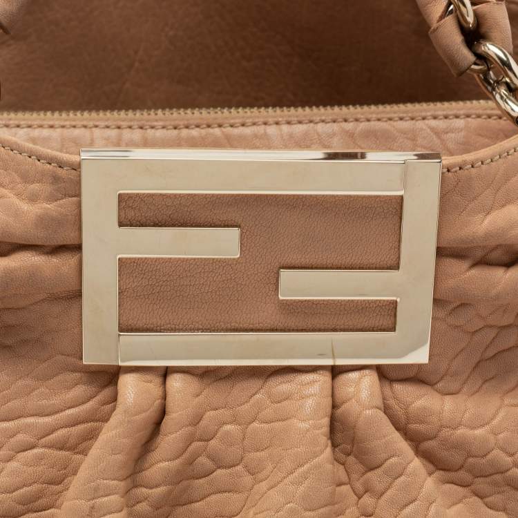 Pre Owned Fendi Beige Leather Large Mia Satchel
