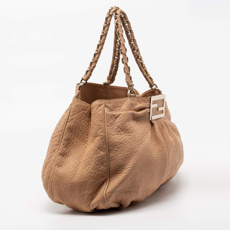 Pre Owned Fendi Beige Leather Large Mia Satchel