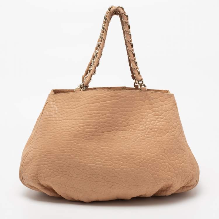 Pre Owned Fendi Beige Leather Large Mia Satchel