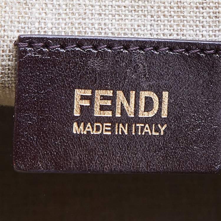 Pre Owned Fendi Brown/Navy Blue Pequin Stripe Canvas And Leather Hobo
