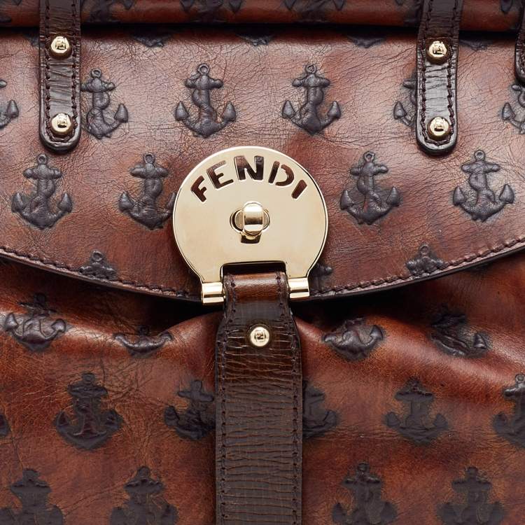 Pre Owned Fendi Brown Leather Small Magic Top Handle Bag