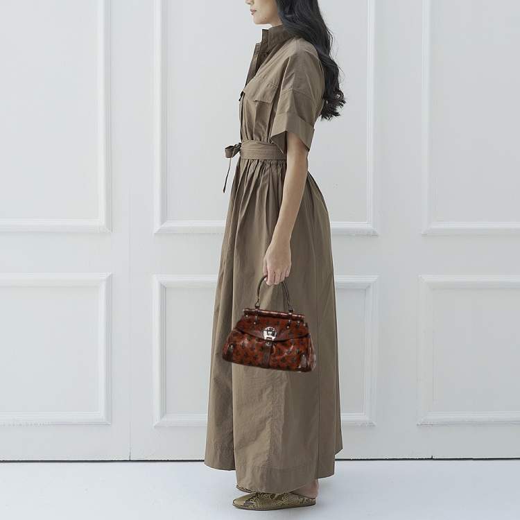 Pre Owned Fendi Brown Leather Small Magic Top Handle Bag