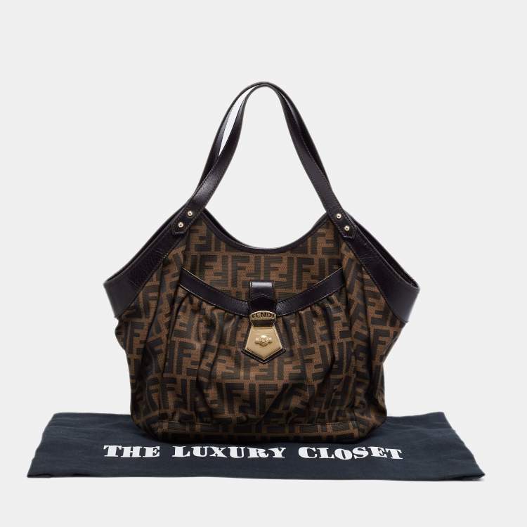 Pre Owned  Fendi Tobacco Zucca Canvas and Leather Borsa Chef Tote