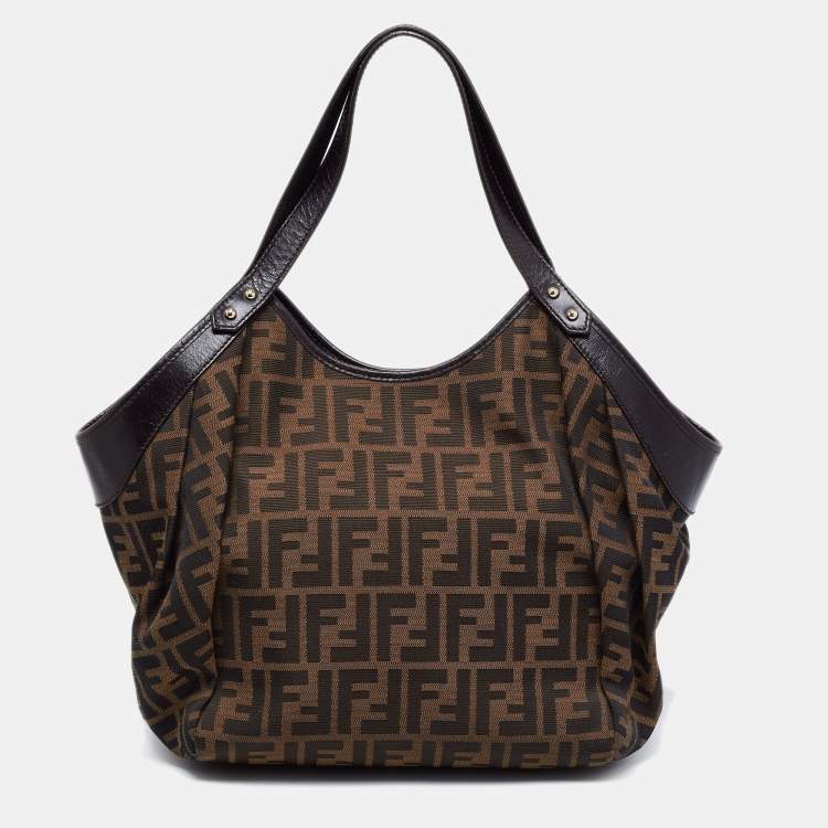 Pre Owned  Fendi Tobacco Zucca Canvas and Leather Borsa Chef Tote