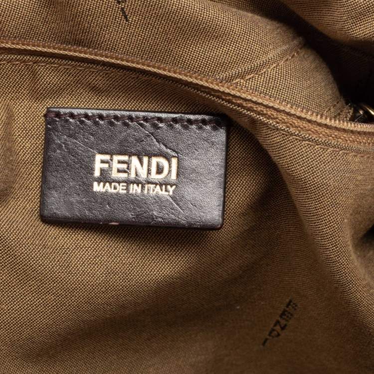 Pre Owned Fendi Brown Leather and Watersnake Detail Large Mama Forever Shoulder Bag