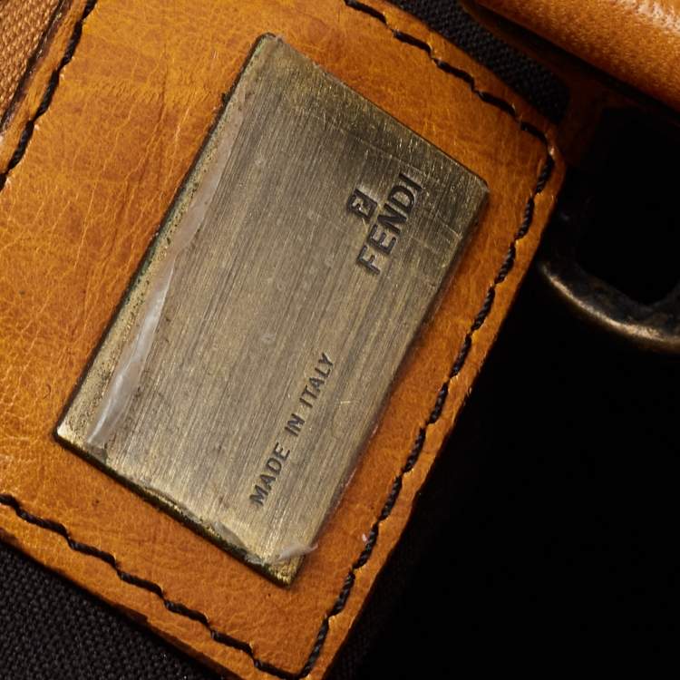 Pre Owned Fendi Tobacco/Orange Zucca Velvet and Leather Small Chef De Jour Bag