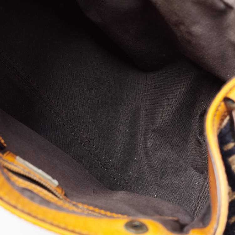 Pre Owned Fendi Tobacco/Orange Zucca Velvet and Leather Small Chef De Jour Bag
