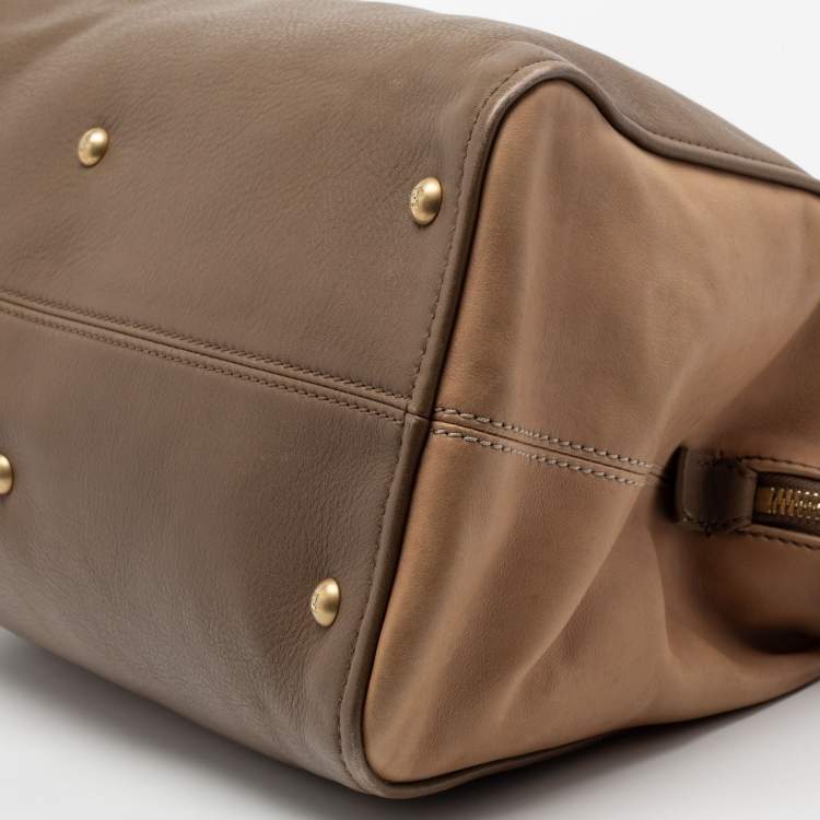 Pre Owned Fendi Beige/Brown  Leather Chameleon Satchel