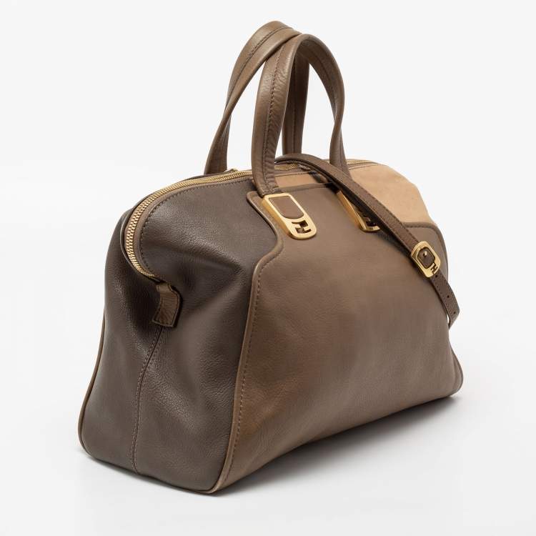 Pre Owned Fendi Beige/Brown  Leather Chameleon Satchel