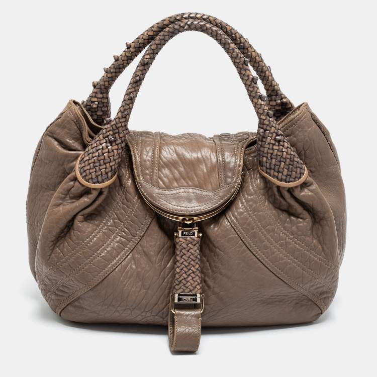 Pre Owned Fendi Brown Leather Spy Hobo
