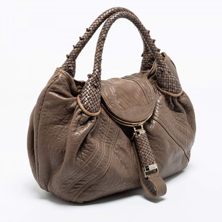 Pre Owned Fendi Brown Leather Spy Hobo