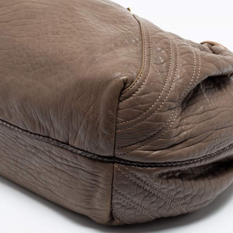 Pre Owned Fendi Brown Leather Spy Hobo