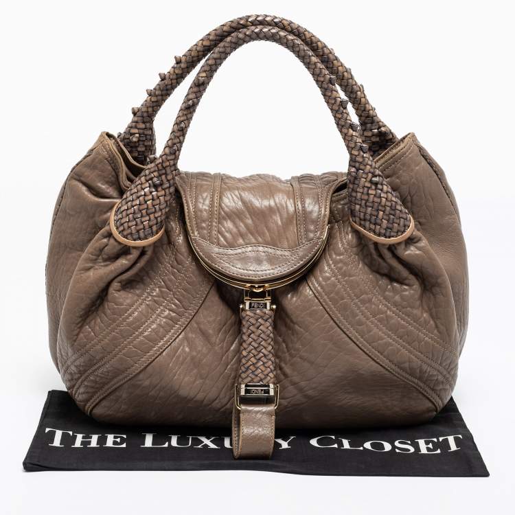 Pre Owned Fendi Brown Leather Spy Hobo
