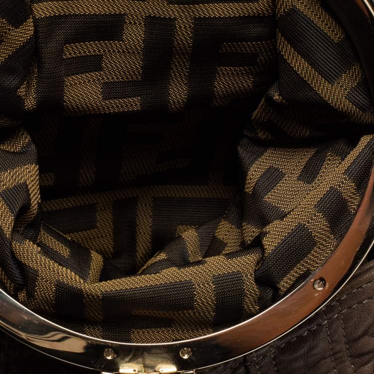 Pre Owned Fendi Brown Leather Spy Hobo