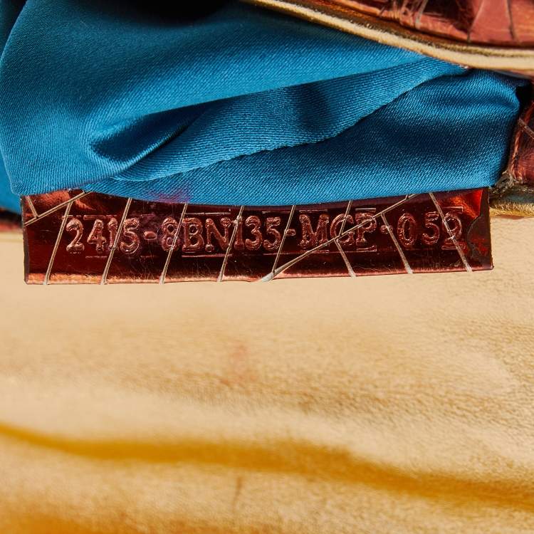 Pre Owned Fendi Bronze/Gold Leather Vanity Mirror Clutch