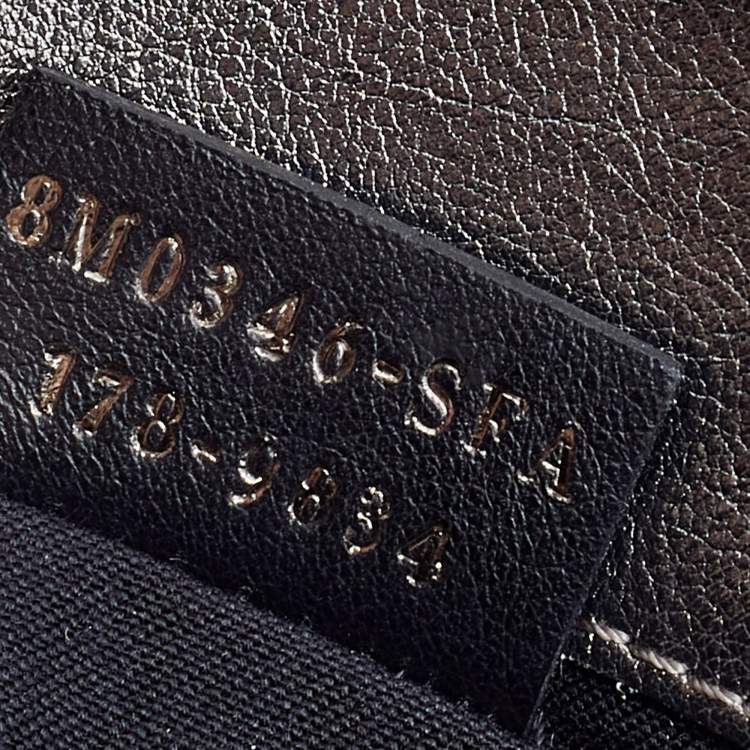 مملوكة مسبقًا Fendi Metallic Dark Grey Leather Crystal Stud Tube Wallet On Chain