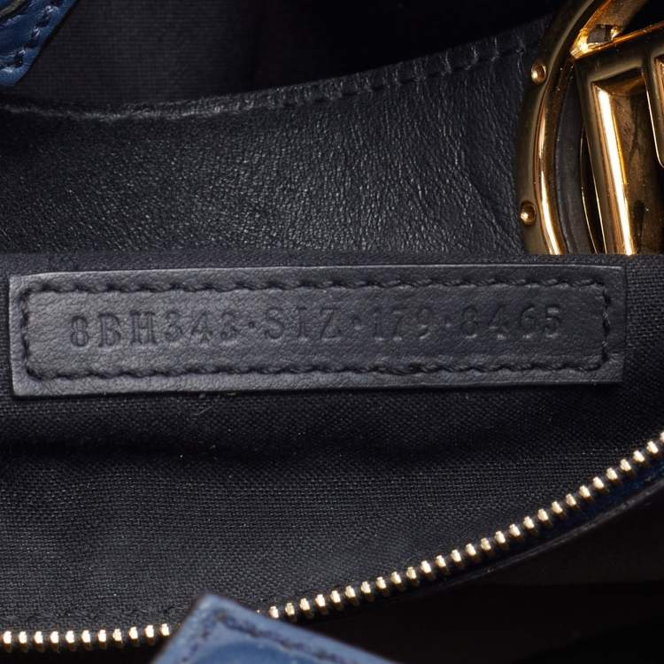 Pre Owned Fendi Blue/Black Leather Runaway Top Handle Bag