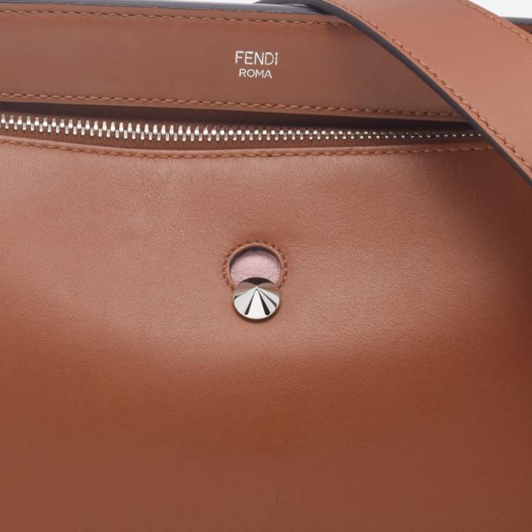 Pre Owned Fendi Brown Leather Dotcom Top Handle Bag