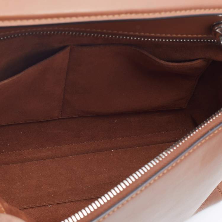 Pre Owned Fendi Brown Leather Dotcom Top Handle Bag
