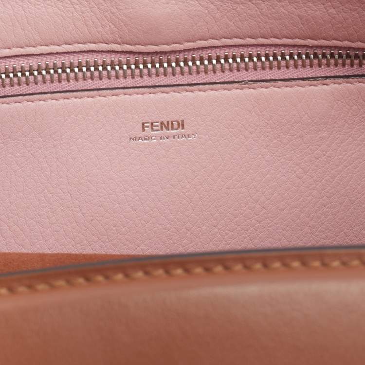 Pre Owned Fendi Brown Leather Dotcom Top Handle Bag
