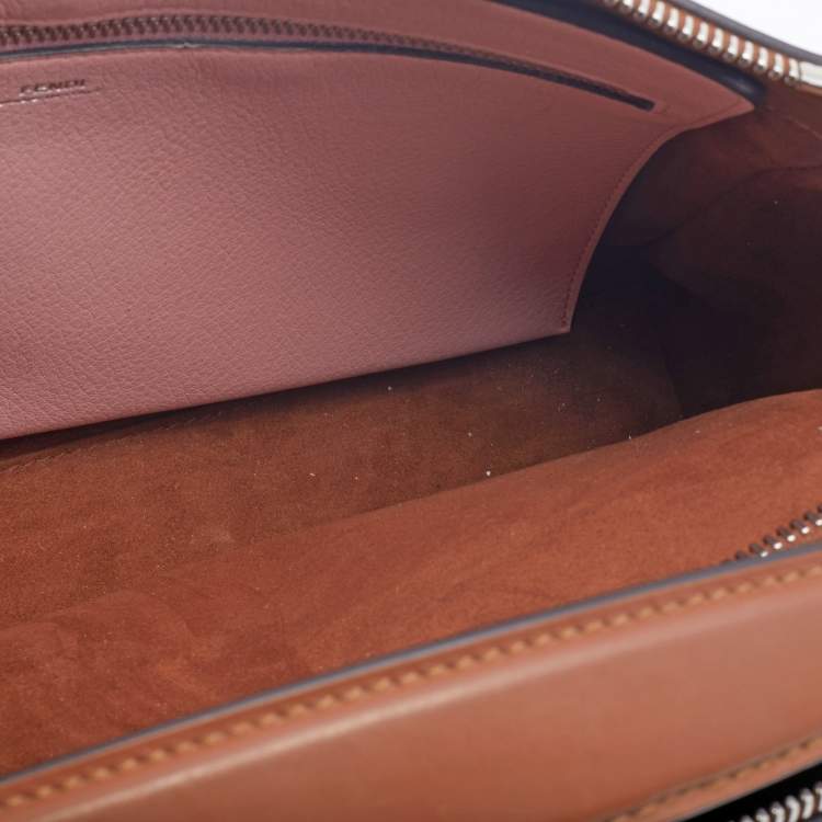 Pre Owned Fendi Brown Leather Dotcom Top Handle Bag