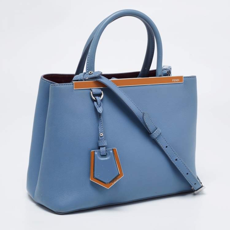 Pre Owned Fendi Blue Leather 2jours Tote