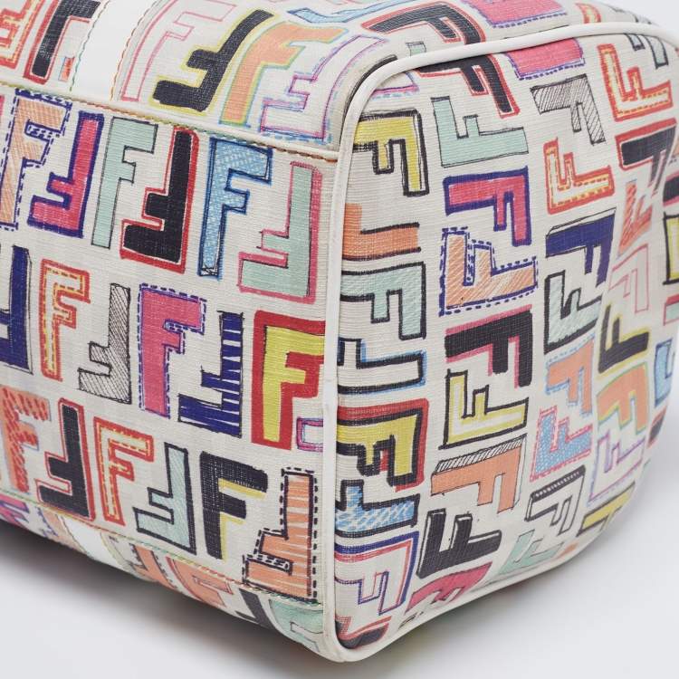 Pre Owned Fendi Multicolor Zucca Coated Canvas And Leather Spalmati Forever Boston Bag