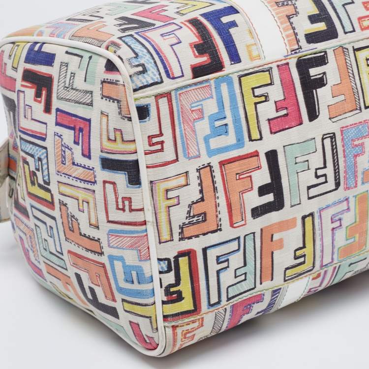 Pre Owned Fendi Multicolor Zucca Coated Canvas And Leather Spalmati Forever Boston Bag