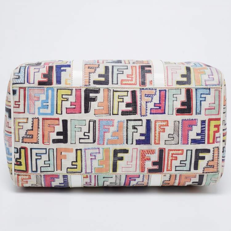 Pre Owned Fendi Multicolor Zucca Coated Canvas And Leather Spalmati Forever Boston Bag